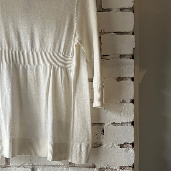 Lightweight Ivory Open-Front Cardigan 3/4 sleeve light knit - Picture 6 of 7